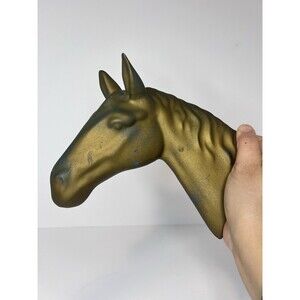 Horse wall decor Ceramic With Hold Bronze Color Paint. 9” Equestrian‎ Decor
